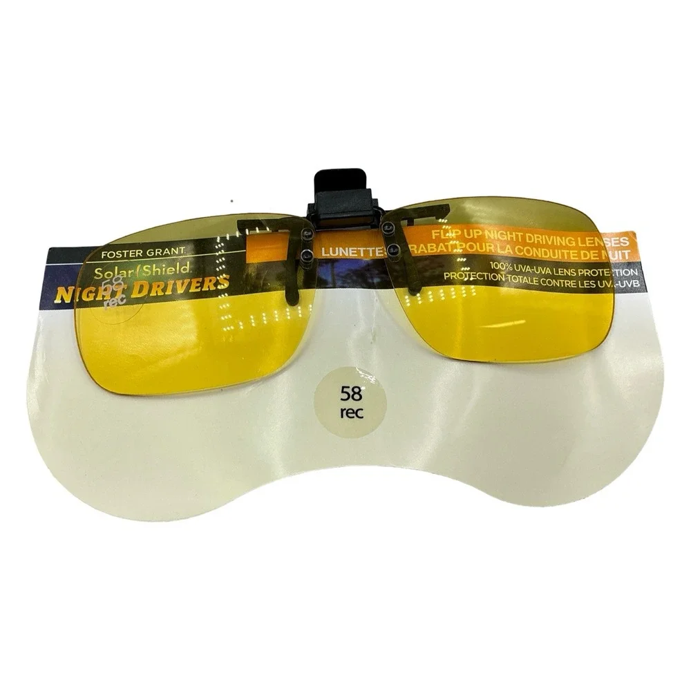 Foster Grant Solar Shield Night Drivers Flip Up Night Driving Lenses 58 Rec